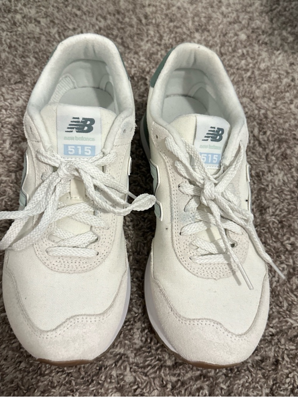 New Balance 515 Cream and Light Blue Low-Top Sneakers size 8 woman